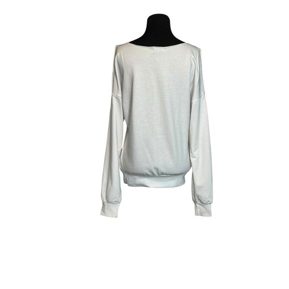 Wet Seal white embellished cold shoulder long sleeves sweatshirt size M - Picture 15 of 16